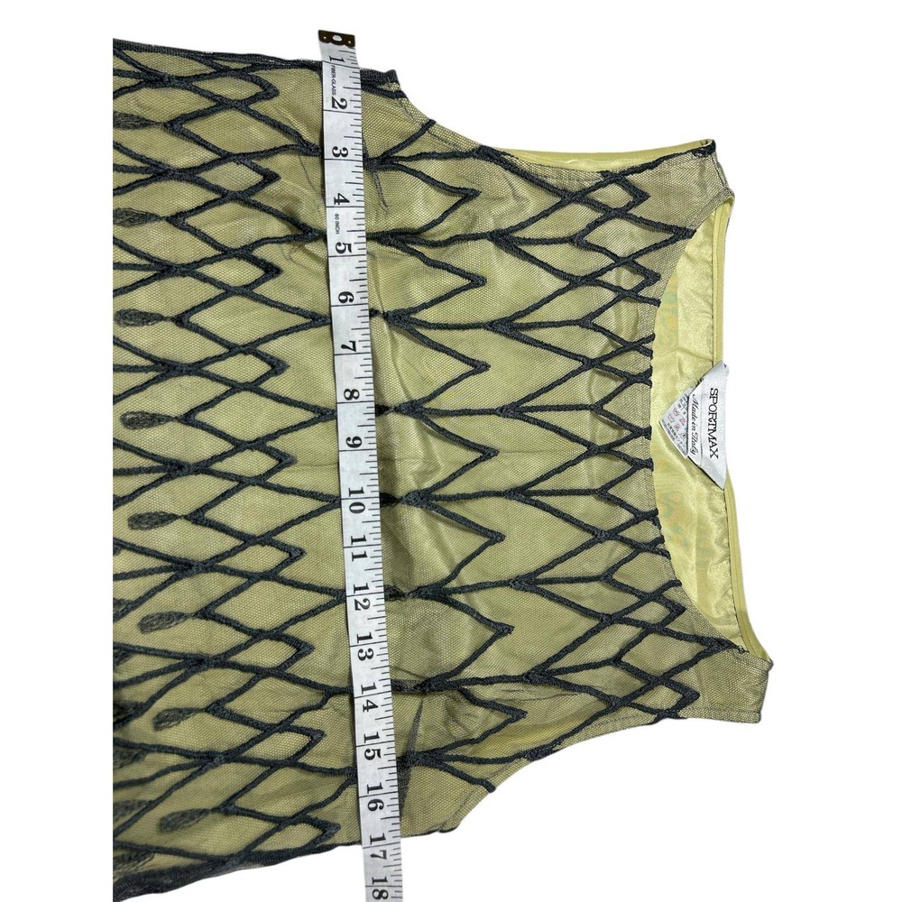 Sportmax Italy Mesh‎ Overlay Geometric Embroidered Sleeveless Top Chartreuse 42